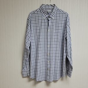 Peter Millar Men's Blue Checkered Long Sleeve Summer Comfort Shirt XL business